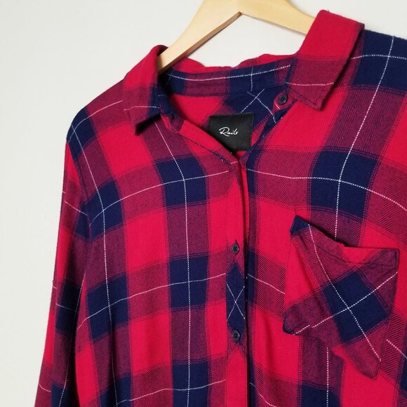 Rails Hunter Plaid Button Down Flannel Shirt M Ruby Navy Check Soft Cozy $178 - Picture 10 of 15